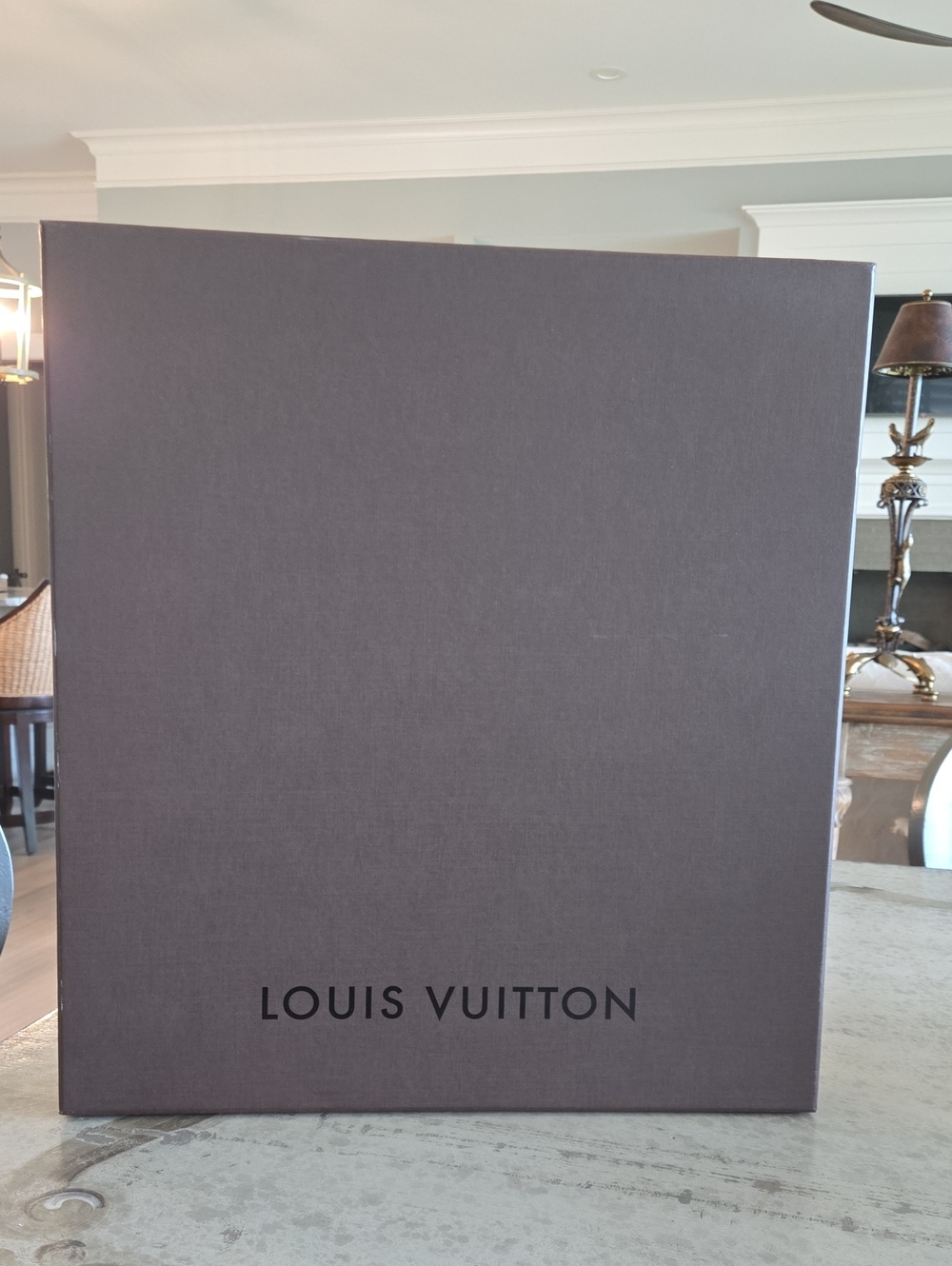 Louis Vuitton Brown Box with Black Logo. 18" x 16.5" x 2.5"